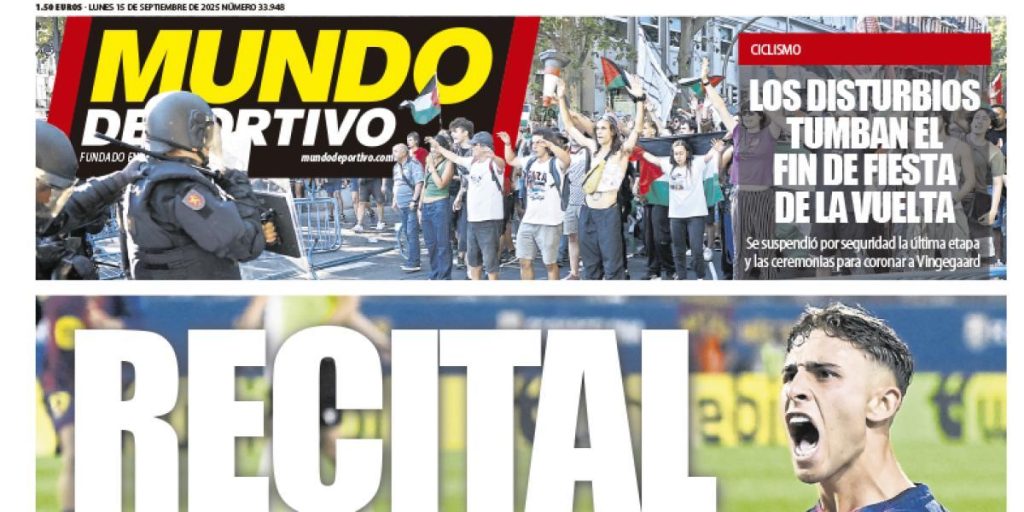 Portada de Mundo Deportivo del lunes 15 de septiembre de 2025