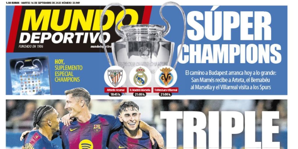 Portada de Mundo Deportivo del martes 16 de septiembre de 2025