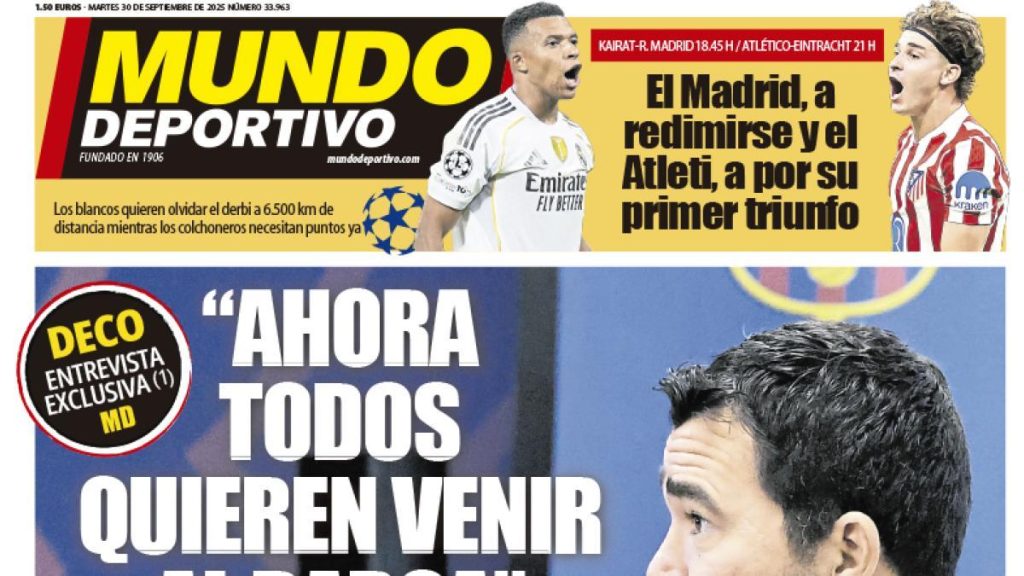 Portada de Mundo Deportivo del martes 30 de septiembre de 2025