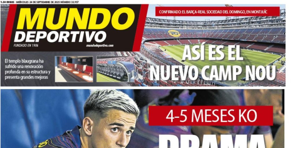 Portada de Mundo Deportivo del miércoles 24 de septiembre de 2025