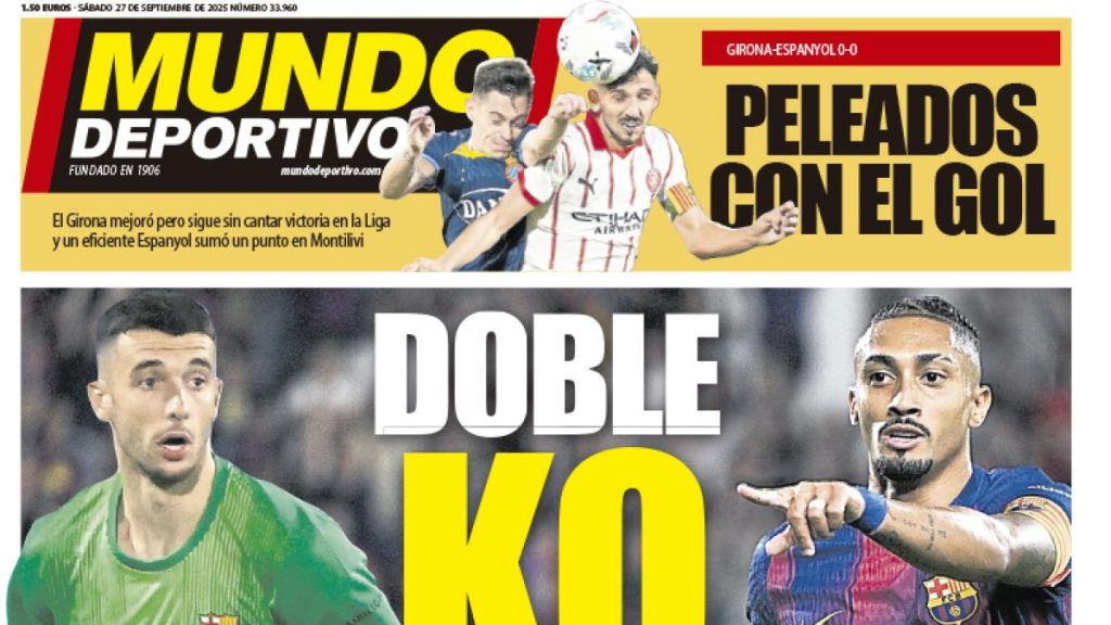 Portada de Mundo Deportivo del sábado 27 de septiembre de 2025