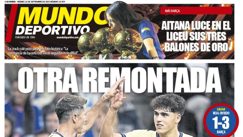 Portada de Mundo Deportivo del viernes 26 de septiembre de 2025