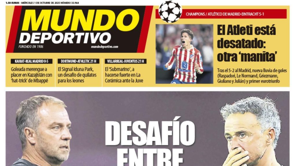 Portada de Mundo Deportivo del miércoles 1 de octubre de 2025